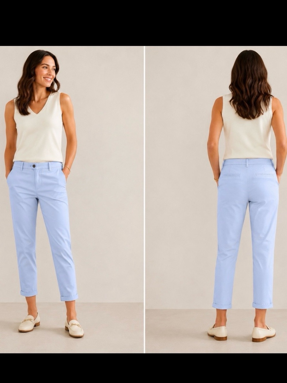 Boden Light Blue Cotton Cropped Ankle fit Chino pants Size 12R